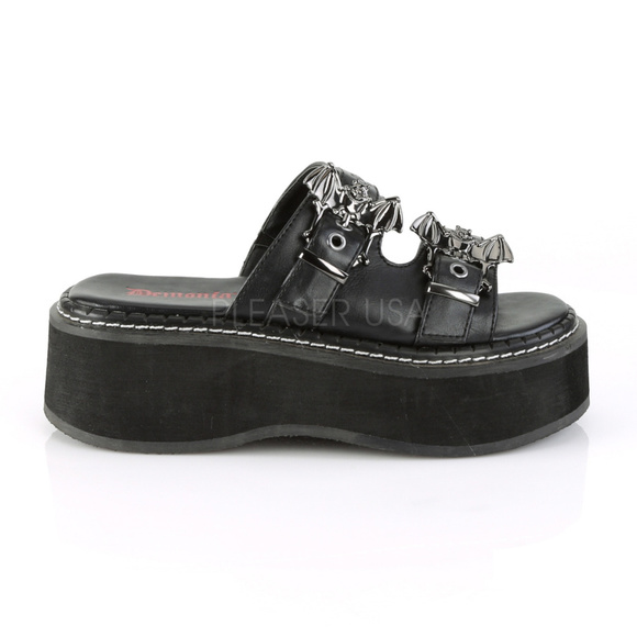 Gothic Platform Bat Buckles Slide On Sandals - Picture 1 of 5